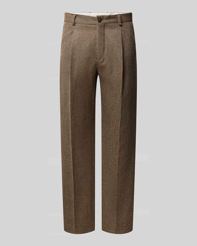 Selected Regular Fit Bundfaltenhose aus Wolle Hellbraun