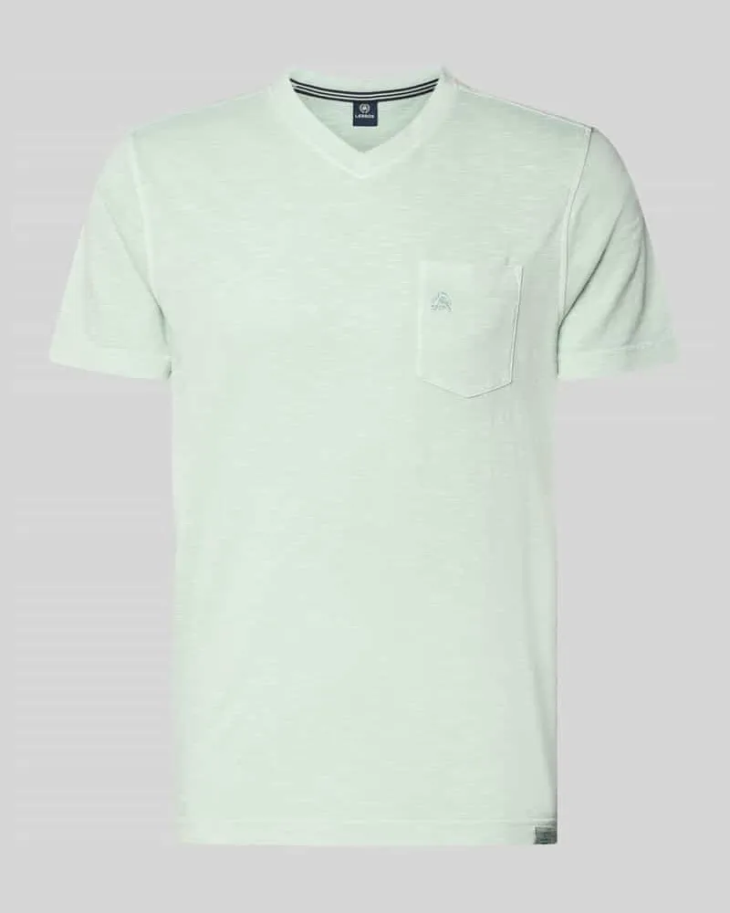 Lerros Regular Fit T-Shirt mit V-Ausschnitt Lind