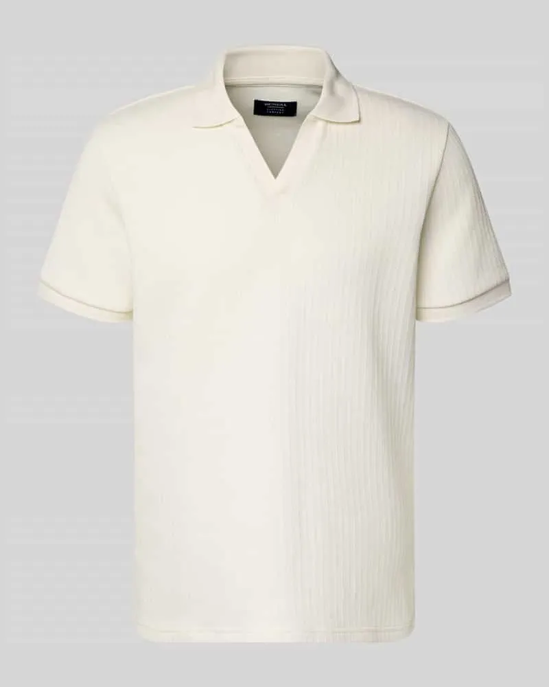McNeal Regular Fit Strick-Poloshirt mit V-Ausschnitt Ecru