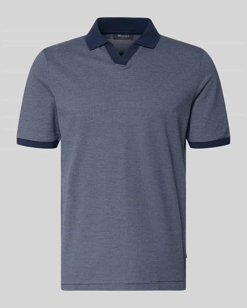 Maerz Regular Fit Poloshirt aus Baumwolle mit V-Ausschnitt Marine
