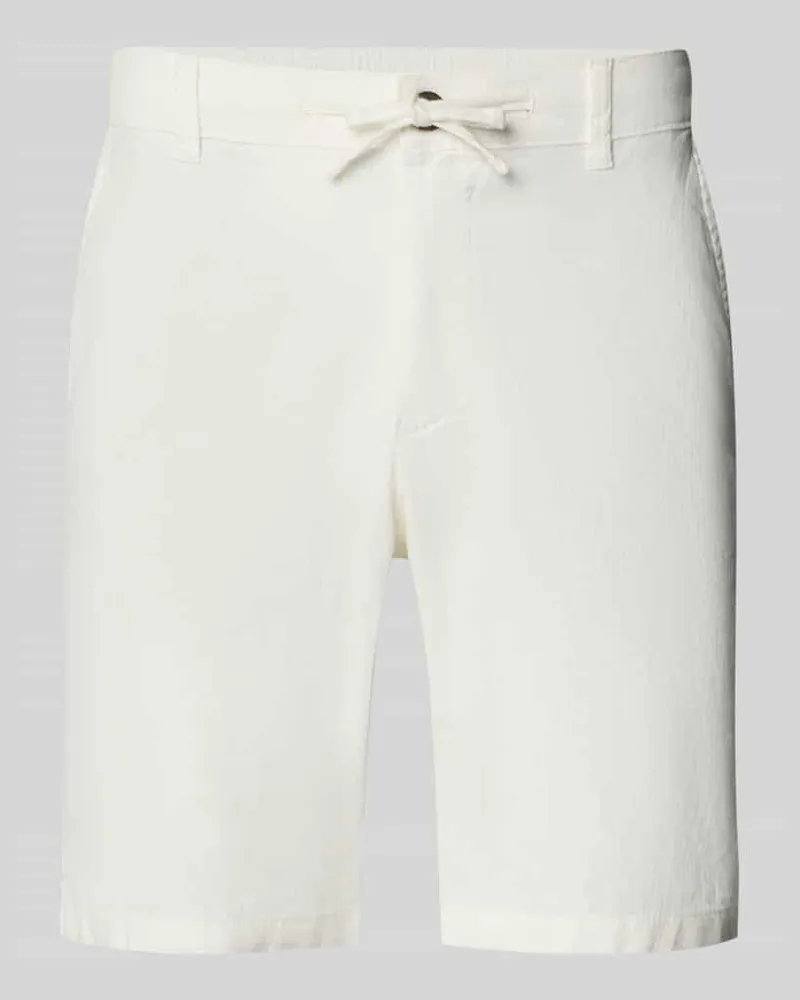 Selected Homme Regular Fit Chinoshorts aus Baumwoll-Leinen-Mix Modell 'BRODY Weiss