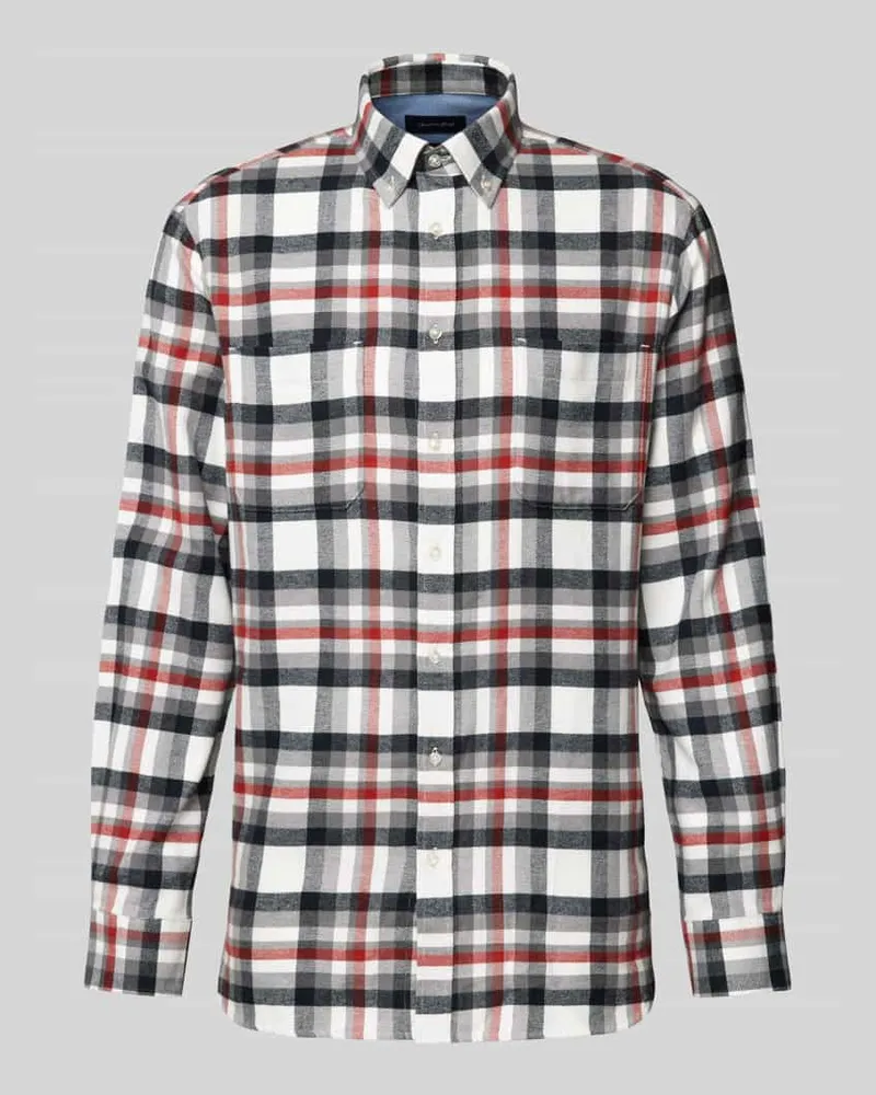 Christian Berg Flanellhemd mit Button-Down-Kragen 