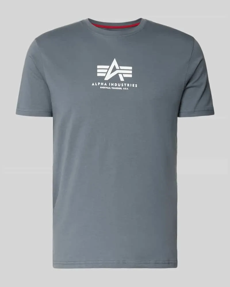 Alpha Industries T-Shirt mit Logo und Rundhalsausschnitt Hellblau