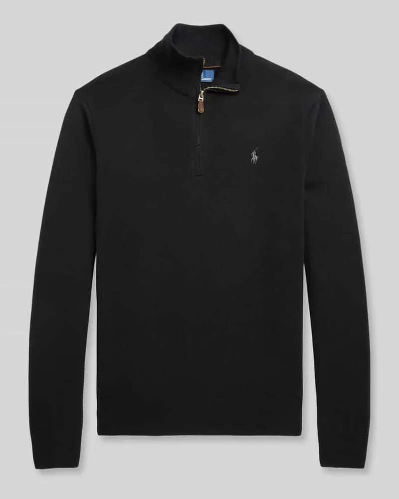 Ralph Lauren Regular Fit Troyer aus reiner Wolle Black