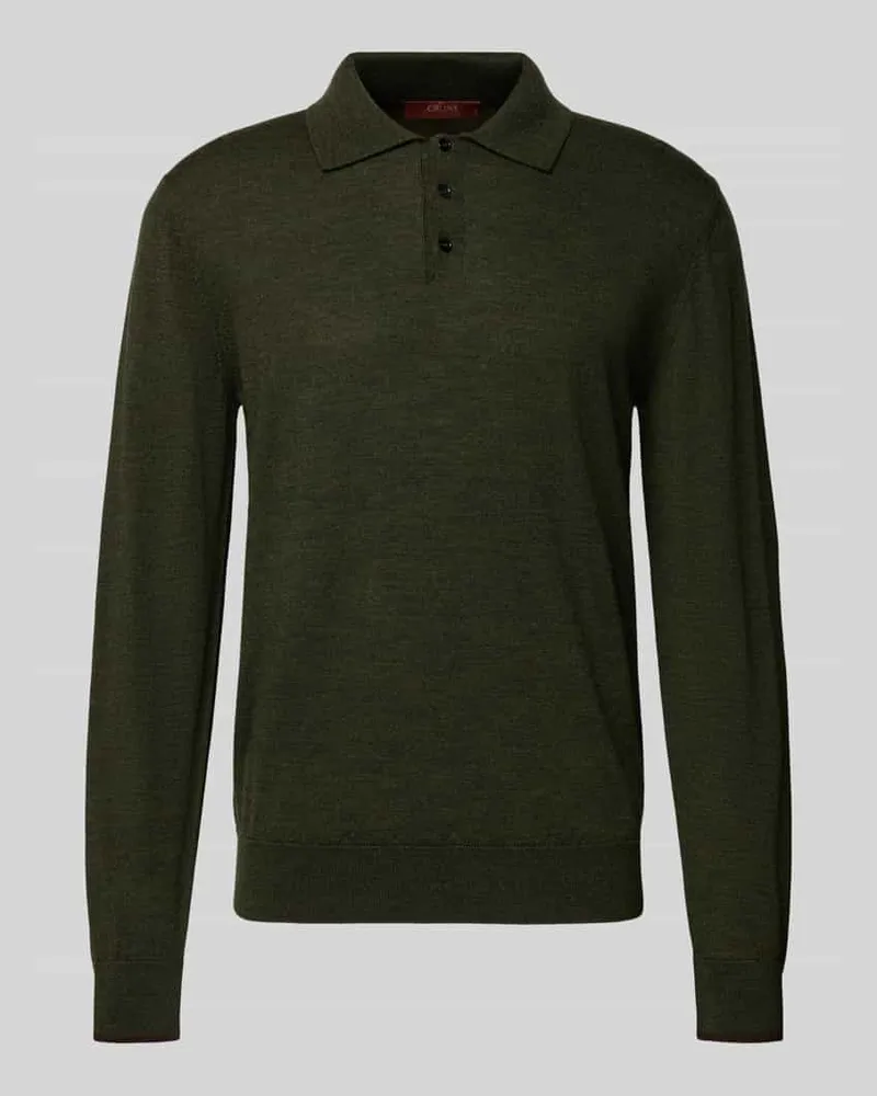 CRUNA Strickpolo mit Kentkragen Khaki