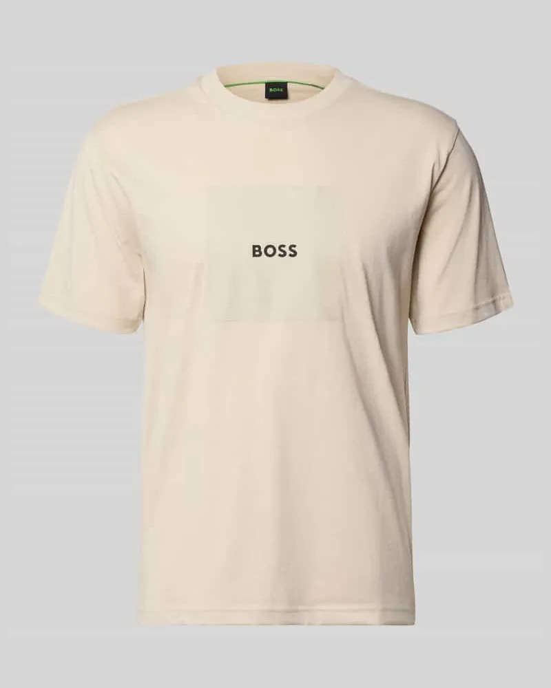 HUGO BOSS Regular Fit T-Shirt mit Logo Print Beige