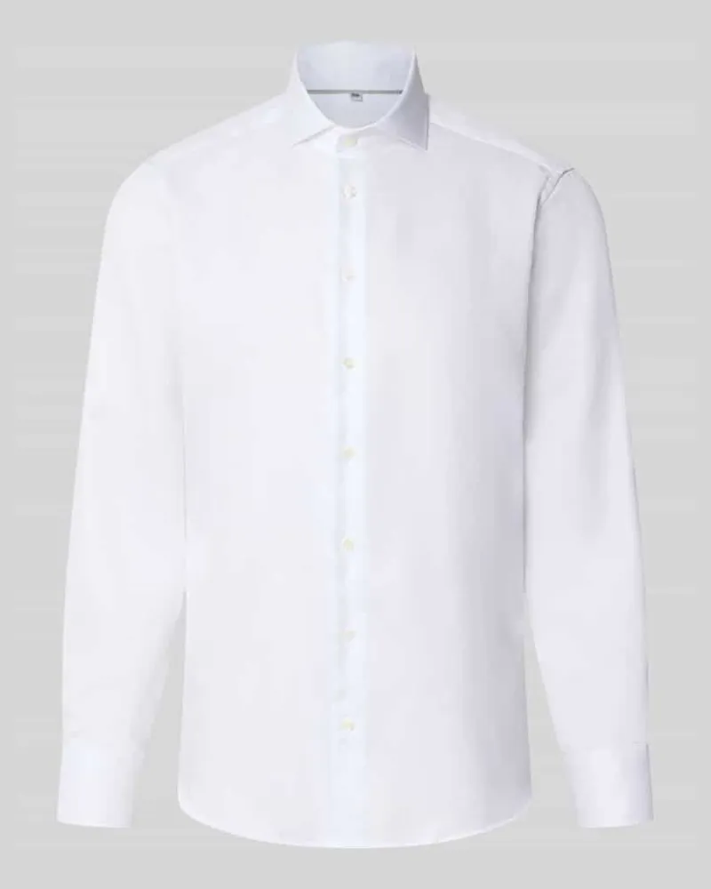 Christian Berg Slim Fit Business-Hemd aus reiner Baumwolle Weiss