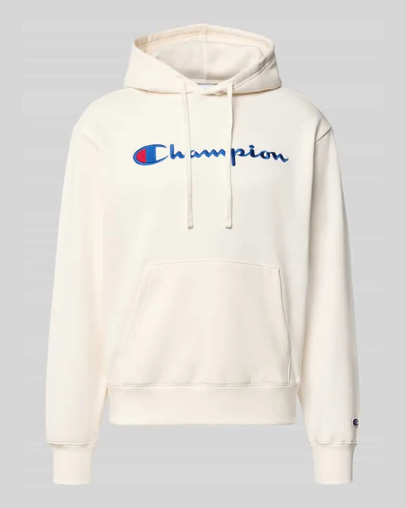 Champion Hoodie mit Label-Stitching Offwhite