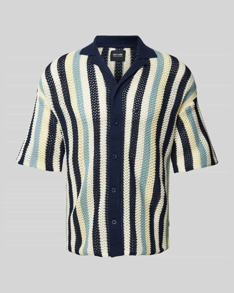 Only & Sons Regular Fit Freizeithemd mit Reverskragen Modell 'ELIOT Marine