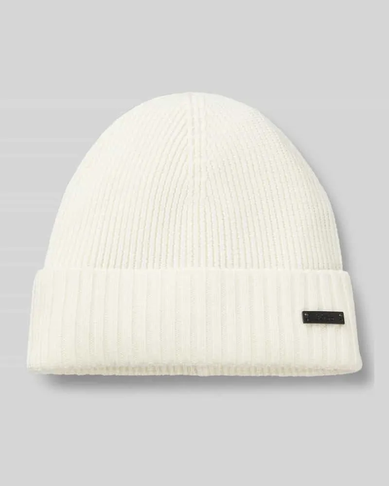 HUGO BOSS Mütze aus Wolle mit Logo-Patch Modell 'Fati Offwhite