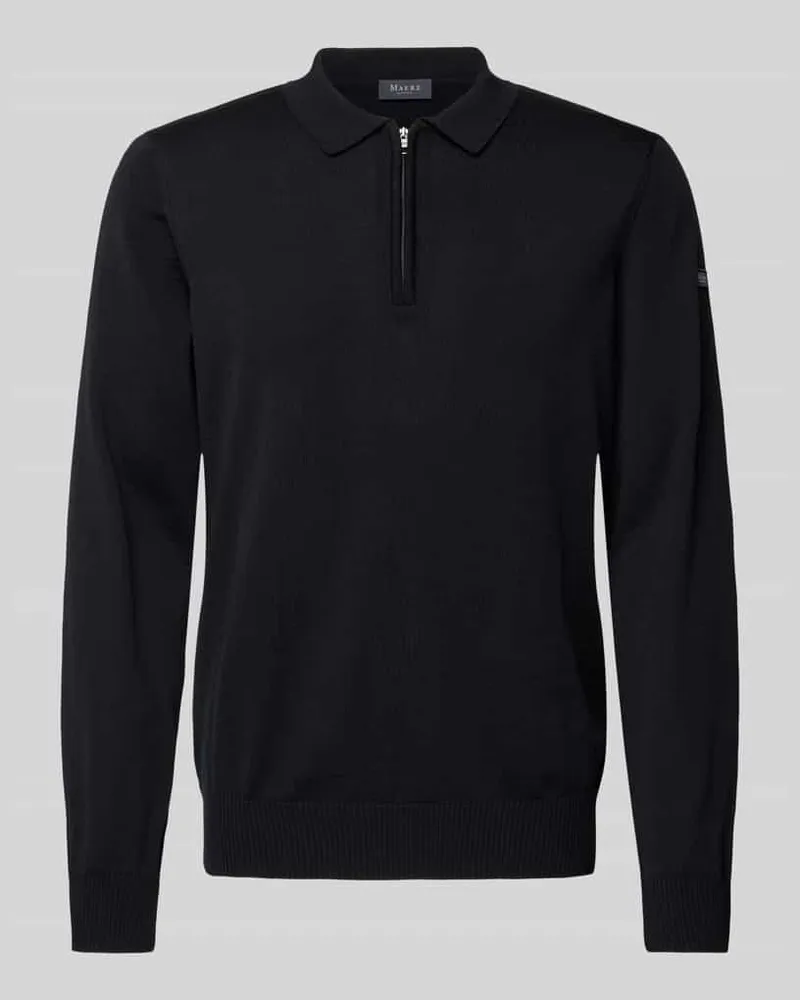 Maerz Strickpullover aus reiner Schurwolle mit Polokragen 
