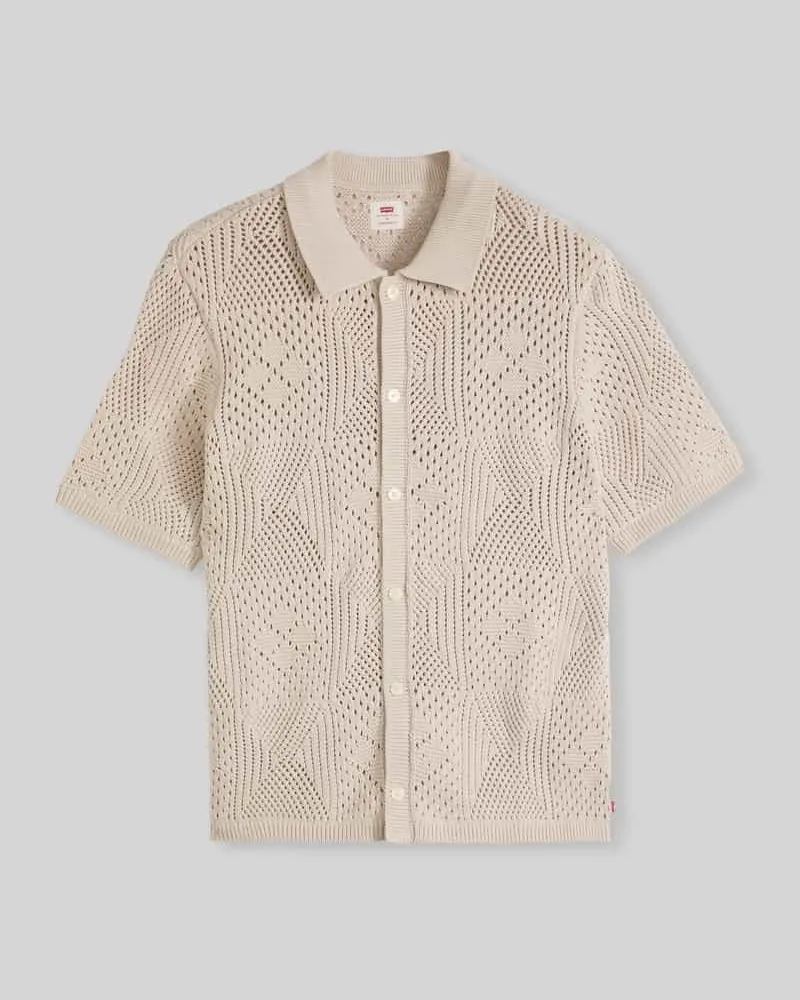 Levi's Regular Fit Kurzarmhemd aus Baumwoll-Strick Offwhite