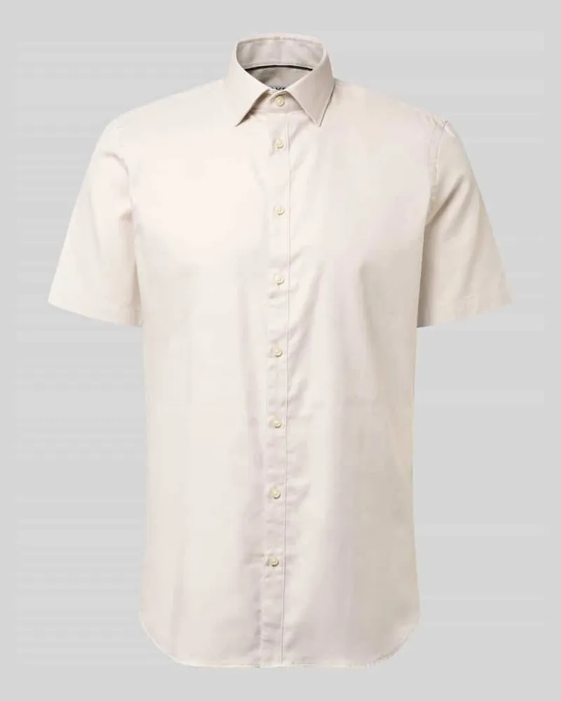 JAKE*S Slim Fit Business-Hemd aus Baumwolle mit Kentkragen Sand