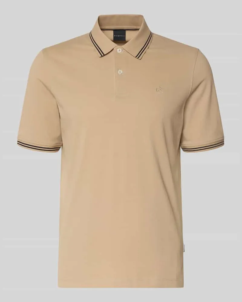 Bugatti Regular Fit Poloshirt mit Logo-Stitching Beige
