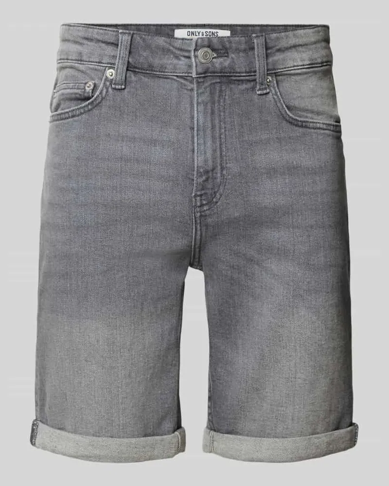 Only & Sons Regular Fit Jeansshorts aus Baumwoll-Mix Modell 'PLY Mittelgrau