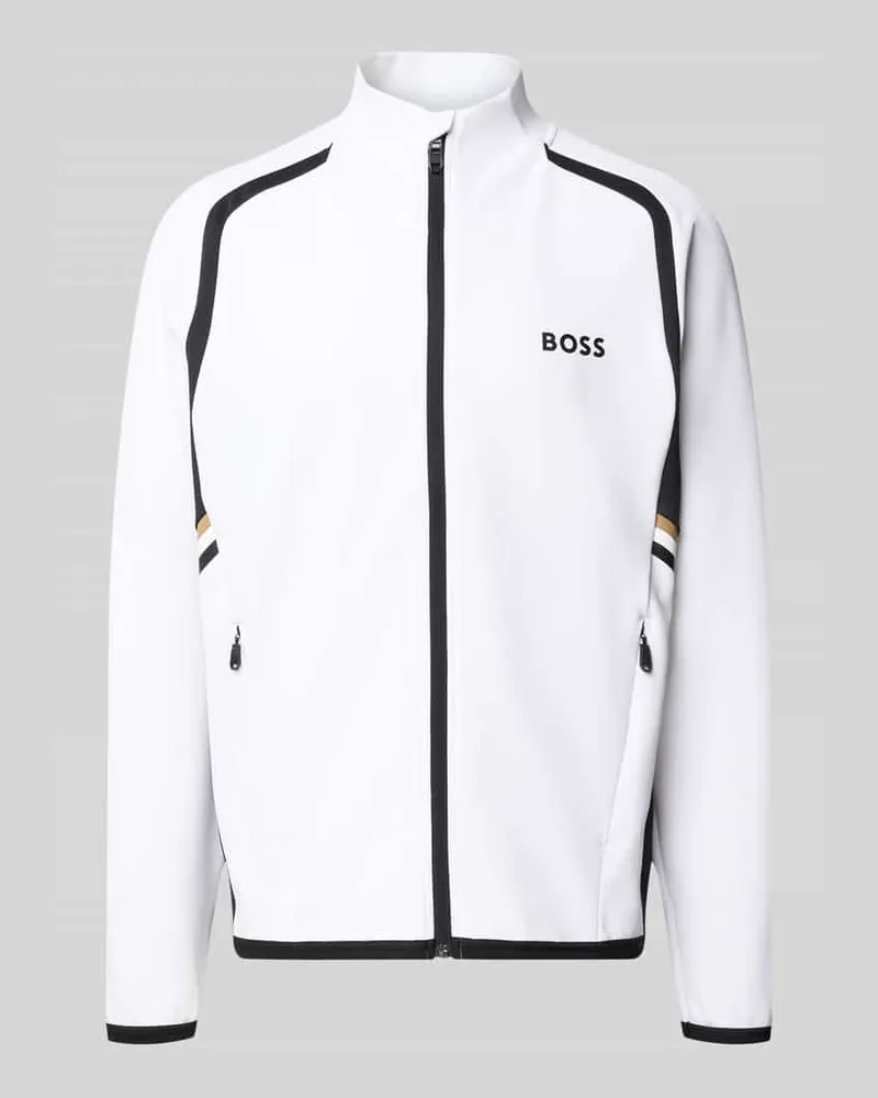 HUGO BOSS Regular Fit Trainingsjacke mit Kontrastdetails Weiss