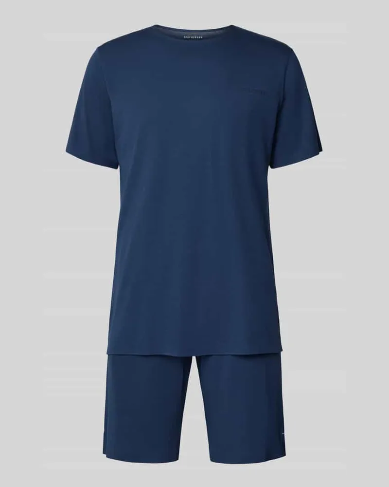 Schiesser Pyjama mit Logo Marine