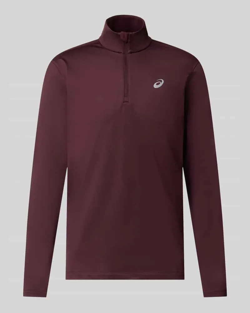 Asics Funktionsshirt mit Logo und Reißverschluss Dunkelrot