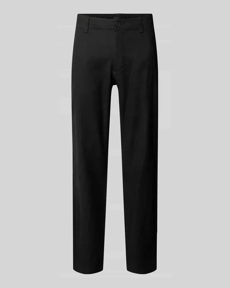 HUGO BOSS Regular Fit Leinenhose aus Leinen-Mix Modell 'Sanderson-L-3 Black