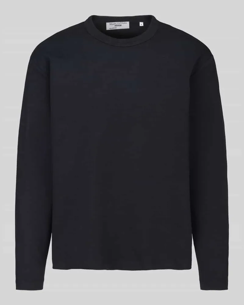 Marc O'Polo Langarmshirt mit geripptem Rundhalsausschnitt Black