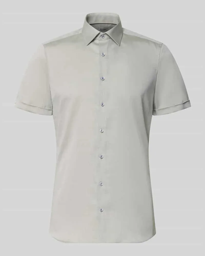 Olymp Slim Fit Business-Hemd mit Kentkragen Gruen