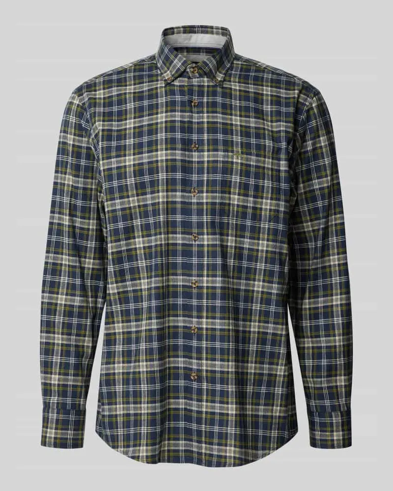 Fynch-Hatton Regular Fit Freizeithemd aus reiner Baumwolle mit Karo-Muster Marine