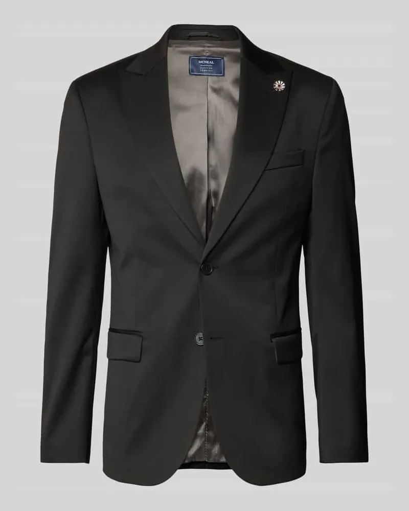 McNeal Slim Fit 2-Knopf-Sakko mit Brustleistentasche Black