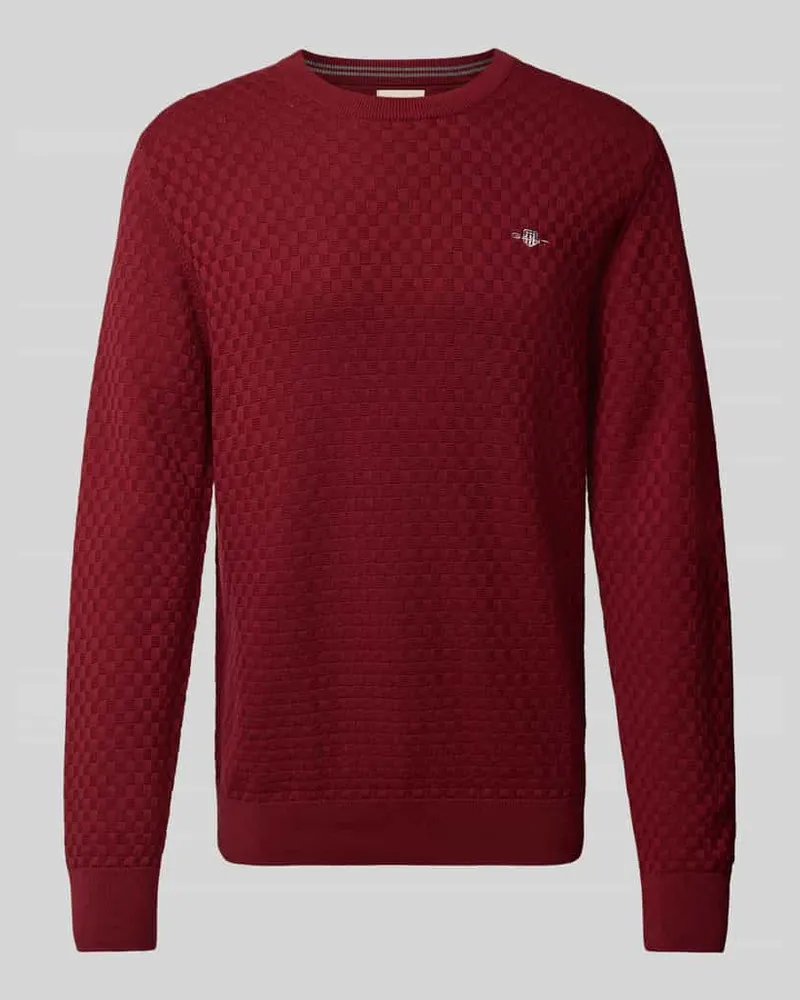 Gant Strickpullover mit Rundhalsausschnitt und Logo-Stitching 