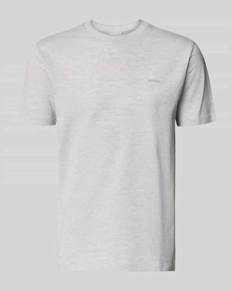 Gant T-Shirt mit Rundhalsausschnitt und Label-Stitching Mittelgrau