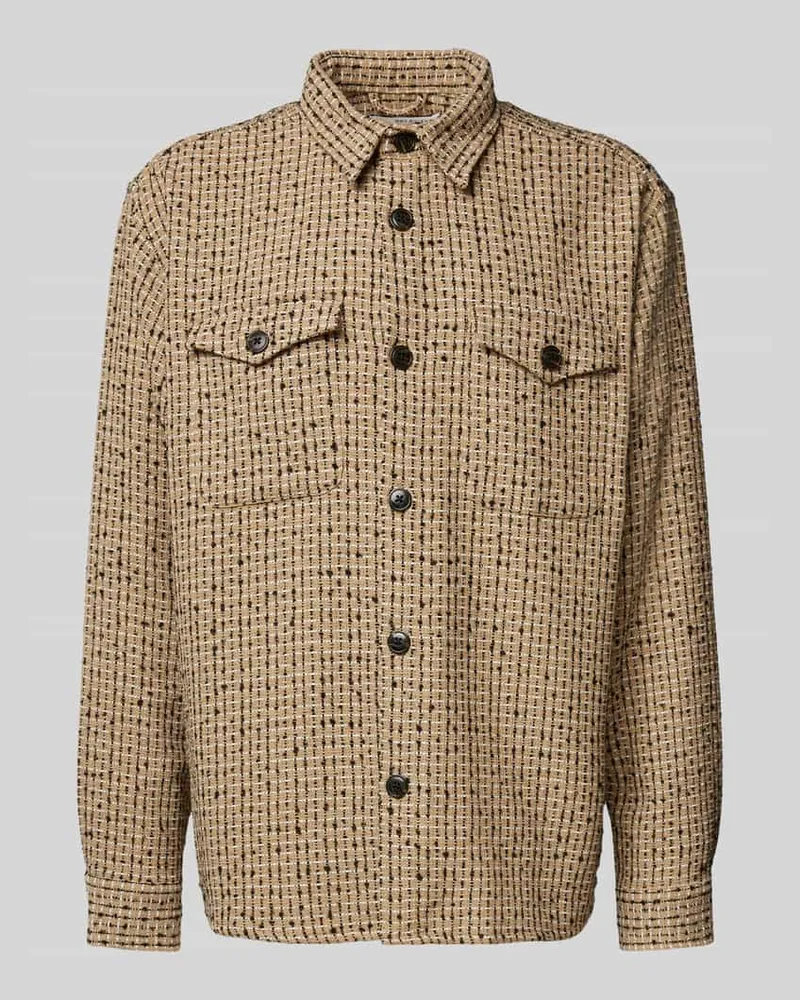 Selected Homme Overshirt mit Strukturmuster Modell 'BOXY-MASONBOUCLE Sand