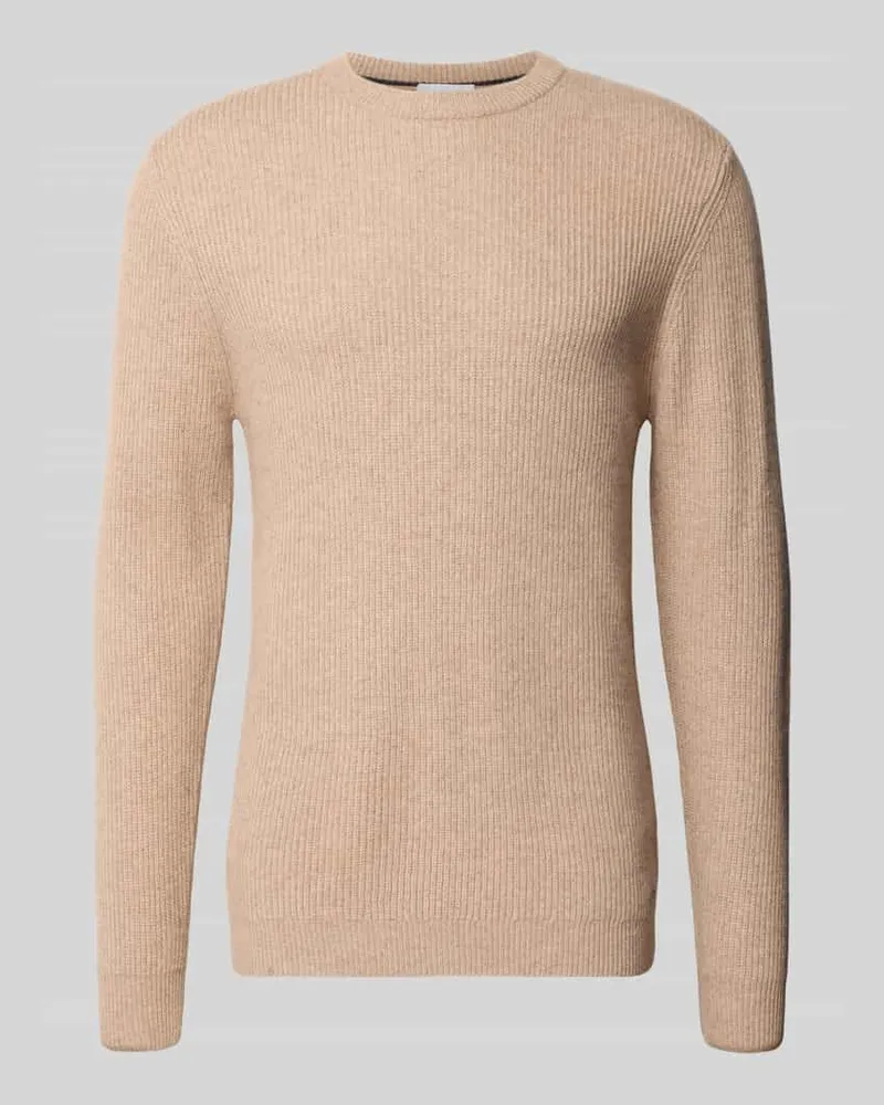 Roy Robson Slim Fit Pullover aus Schurwoll-Mix Beige