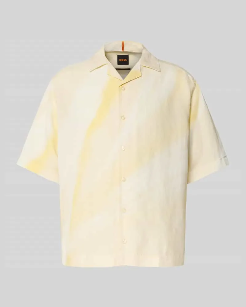 HUGO BOSS Relaxed Fit Hemd aus Lyocell-Leinen-Mix Modell 'LAPISY Gelb