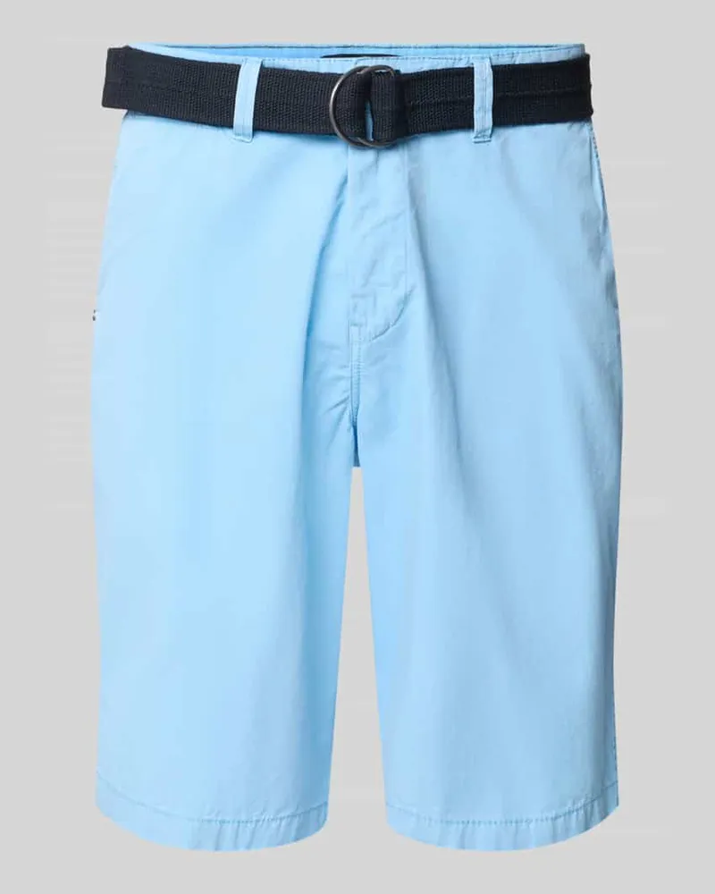 Petrol Industries Chino Shorts mit Gürtel und Eingrifftaschen Hellblau