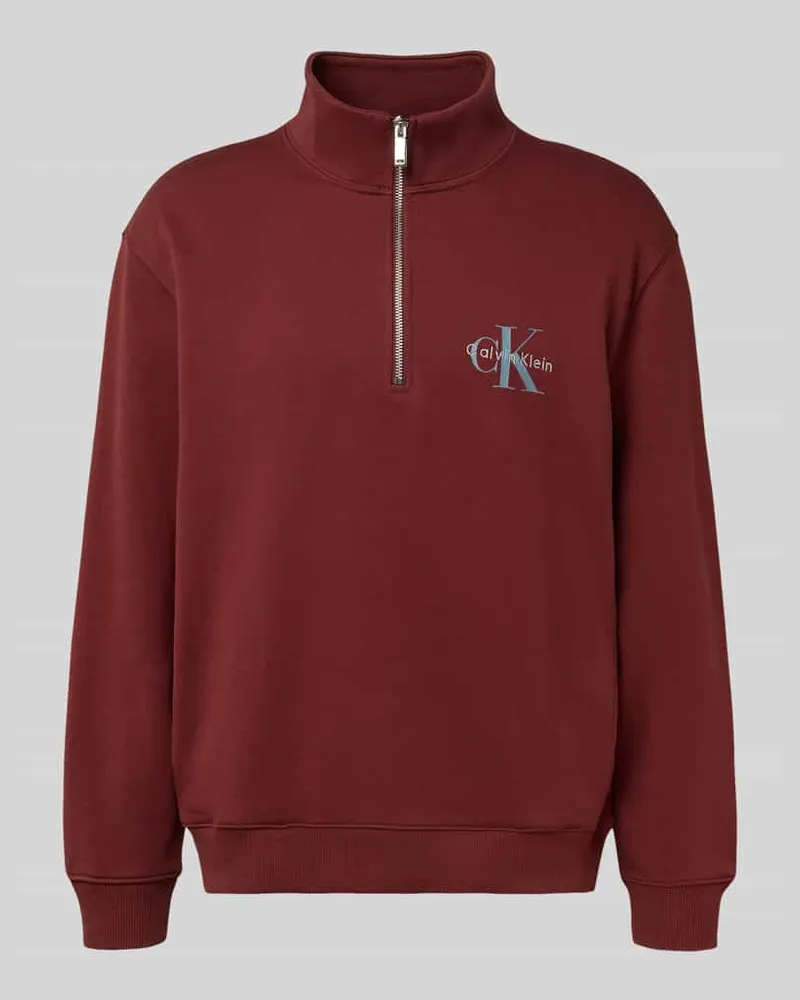Calvin Klein Regular Fit Sweatshirt mit Logo-Stitching Modell 'Terry Rot