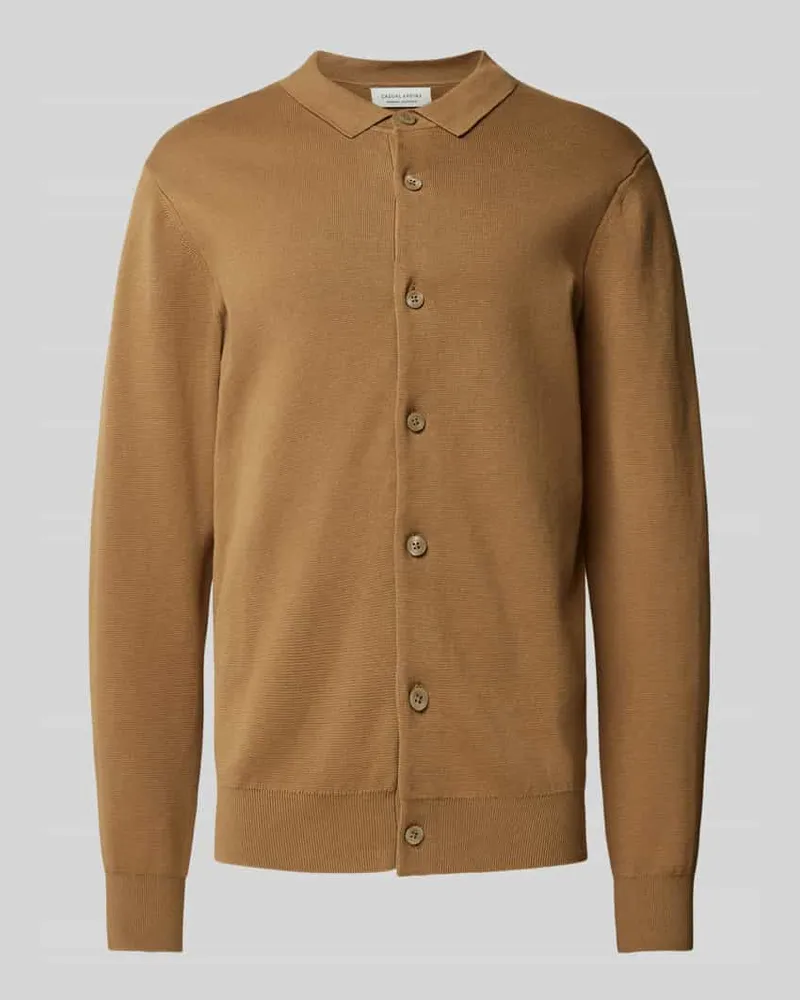 Casual Friday Cardigan mit Polokragen Modell 'WILLY Camel