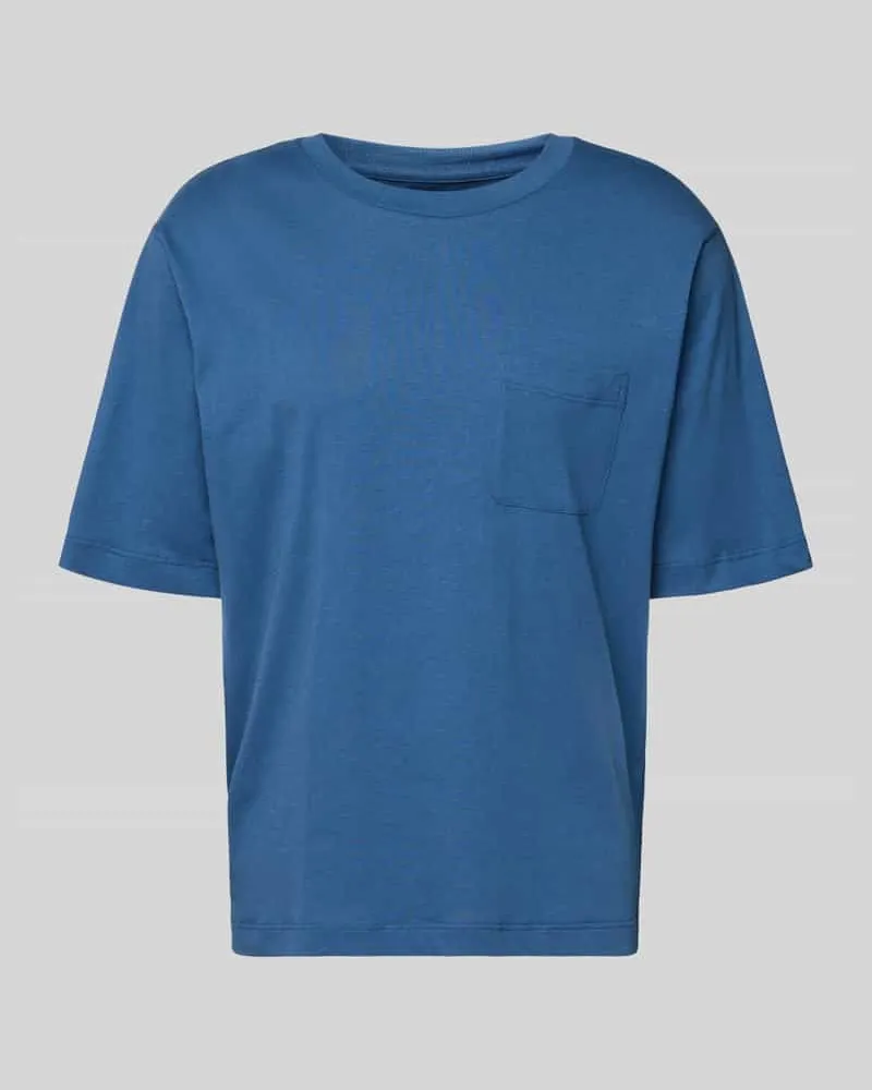 Schiesser T-Shirt mit Rundhalsausschnitt und Brusttasche Marine