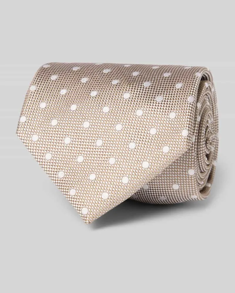 JOOP! Seidenkrawatte mit Strukturmuster Beige