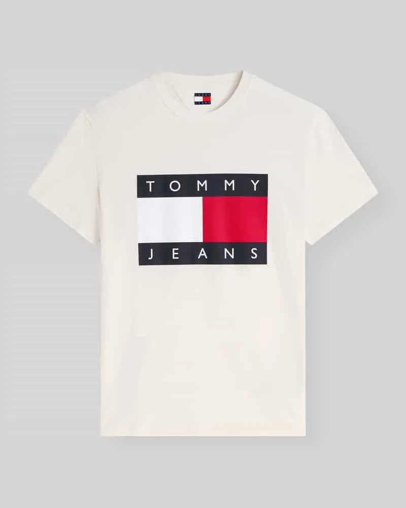 Tommy Hilfiger Relaxed Fit T-Shirt aus reiner Baumwolle mit Logo-Print Offwhite