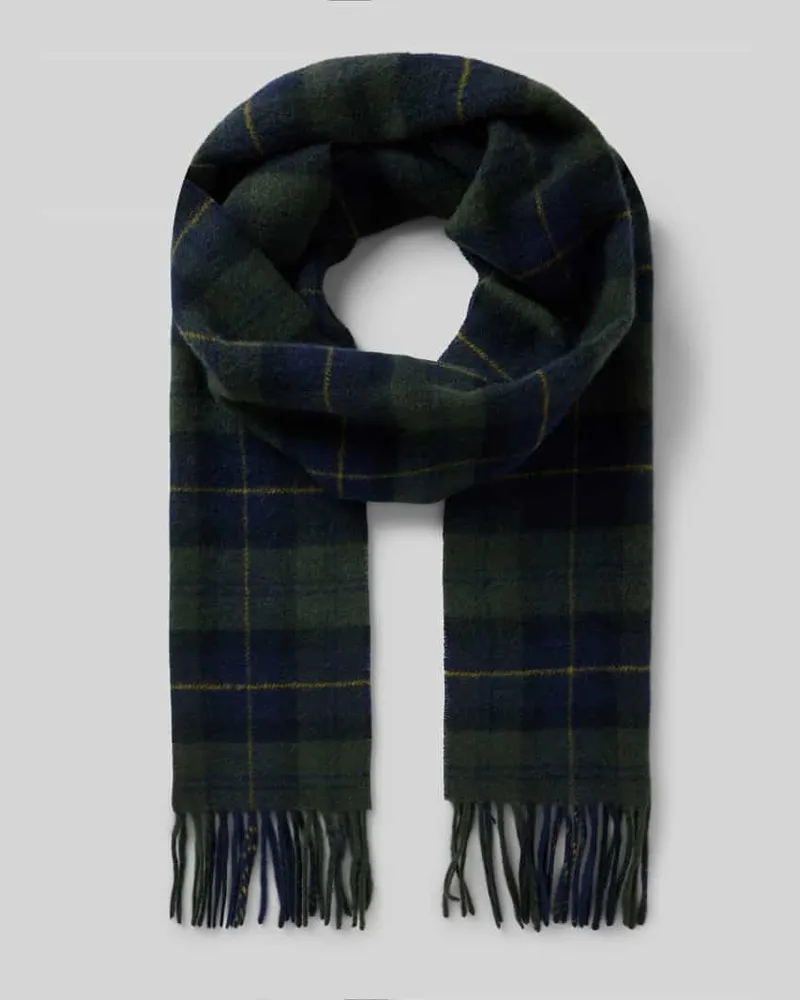 Barbour Schal aus Lammwolle mit Fransenabschluss Oliv