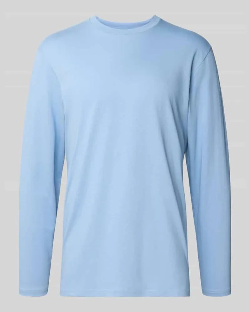 Ragman Longsleeve mit geripptem Rundhalsausschnitt Hellblau