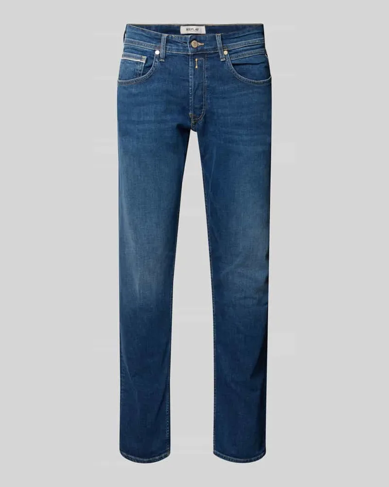 Replay Straight Fit Jeans mit Eingrifftaschen Modell 'GROVER Jeansblau