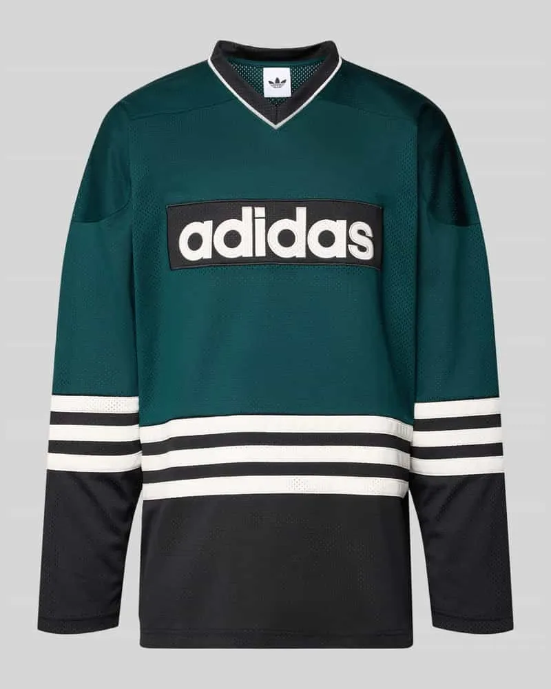 adidas Longsleeve mit Label-Detail Dunkelgruen