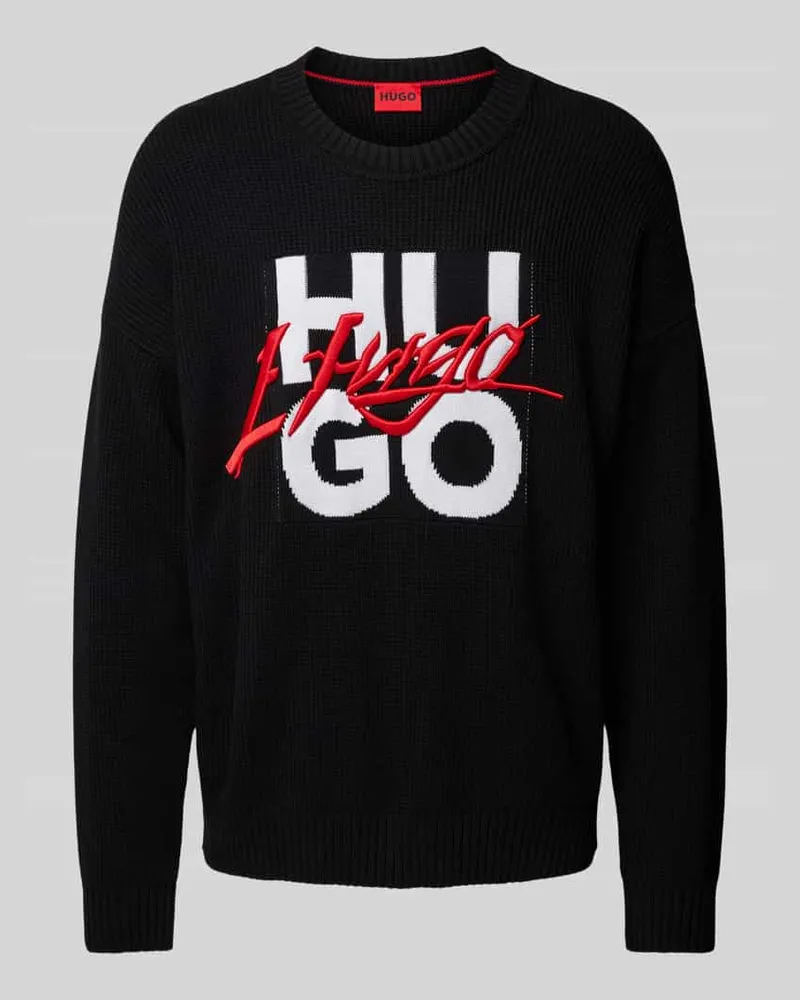 HUGO BOSS Strickpullover mit Label-Stitching Modell 'Semou 