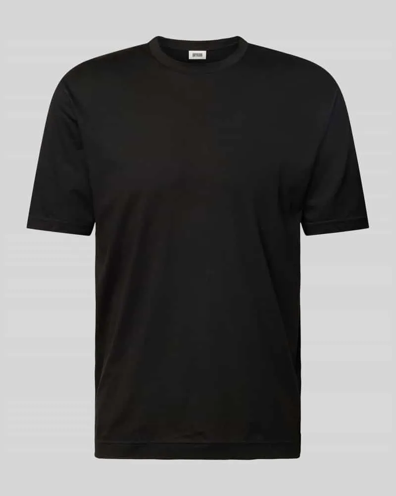 Drykorn T-Shirt mit geripptem Rundhalsausschnitt Modell 'GILBERD Black