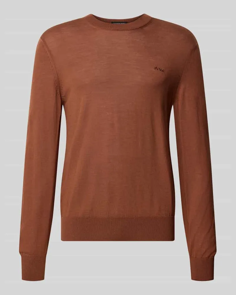 HUGO BOSS Pullover aus Wolle mit Logo-Stitching Beige