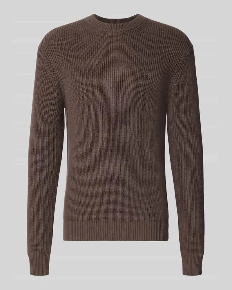 Replay Slim Fit Pullover aus reiner Baumwolle in Strick-Optik Schoko