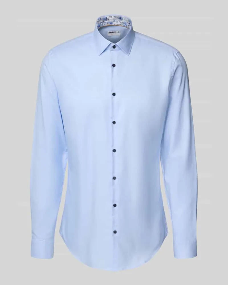 JAKE*S Slim Fit Businesshemd mit extra langem Arm Bleu