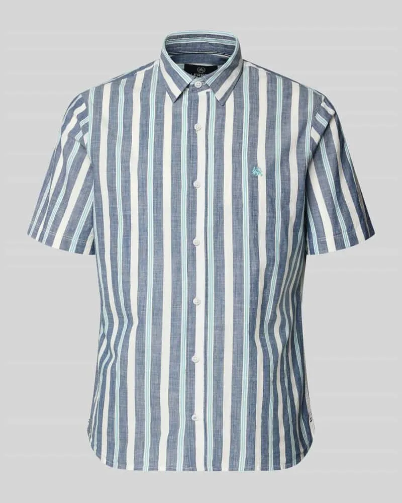 Lerros Slim Fit Freizeithemd mit Logo-Stitching Marine