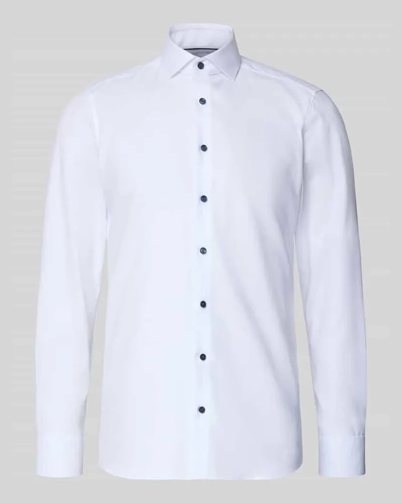 Olymp Slim Fit Businesshemd aus Baumwolle mit Kentkragen Weiss