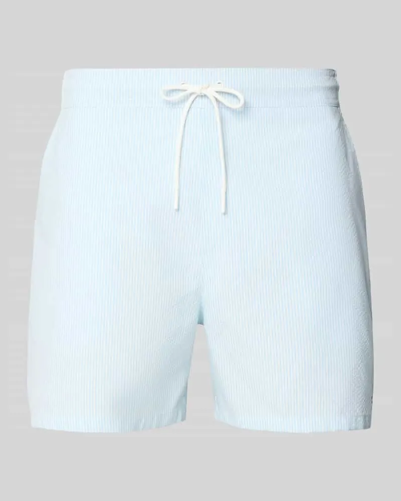 Tommy Hilfiger Regular Fit Badehose mit Label Stitching Hellblau